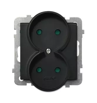 Ospel Sonata Черный металлик Розетка 2-я б/з (для монтажа в многопоставных рамках), без рамки GP-2RR/m/33