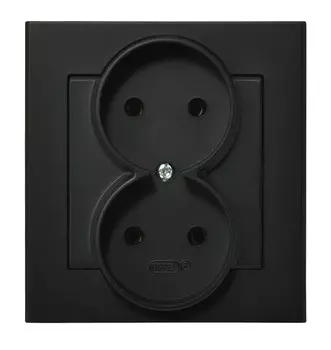 Ospel Sonata Черный металлик Розетка 2-я б/з, с рамкой GP-2R/33