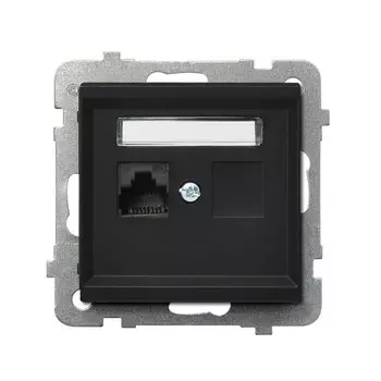Ospel Sonata Черный металлик Розетка компьютерная 1-я, категория 5e, RJ-45, без рамки GPK-1R/K/m/33