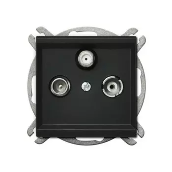 Ospel Sonata Черный металлик Розетка TV-SAT проходная,коэффициент затухания 1,2 дБ GPA-RSP/m/33