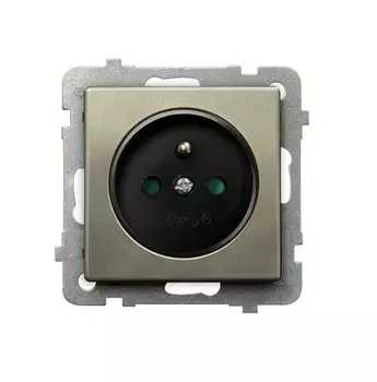 Ospel Sonata Медь (Новое серебро) Розетка 1-я с/з польск.станд со шторками, без рамки GP-1RMZP/m/44