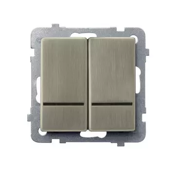 Ospel Sonata Медь (Новое серебро) Выключатель 2-клавишный с подсветкой, без рамки LP-2RMS/m/44