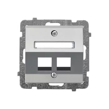 Ospel Sonata Серебро матовое Накладка компьютерной розетки наклонной 2-й, без рамки GPK-2RS/p/38