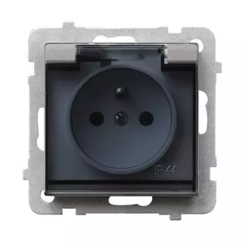 Ospel Sonata Серебро матовое Розетка 1-ая с/з IP44 польск.станд, без рамки GPH-1RZ/m/38/d