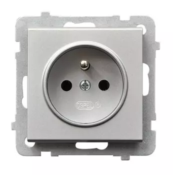Ospel Sonata Серебро матовое Розетка 1-я с/з польск.станд, без рамки GP-1RZ/m/38