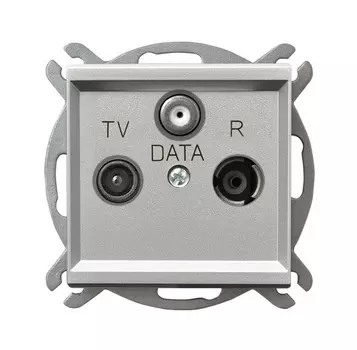 Ospel Sonata Серебро матовое Розетка антенная RTV-DATA оконечная, без рамки GPA-RD/m/38