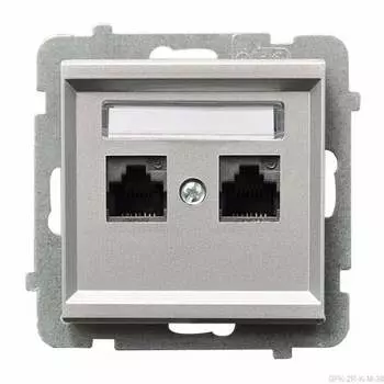 Ospel Sonata Серебро матовое Розетка компьютерная 2-я, категория 5e, RJ-45, без рамки GPK-2R/K/m/38