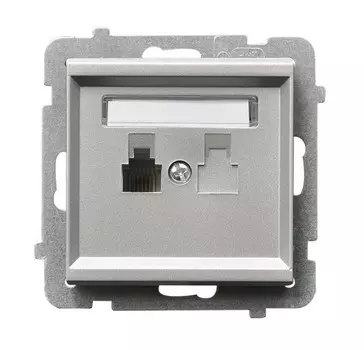 Ospel Sonata Серебро матовое Розетка телефонная 1-я, без рамки GPT-1R/m/38