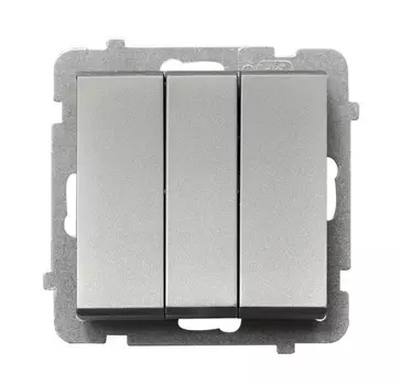 Ospel Sonata Серебро матовое Выключатель 3-клавишный , без рамки LP-13R/m/38