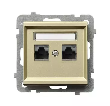 Ospel Sonata Шампанский золотой Розетка компьютерная 2-я, категория 5e, RJ-45, без рамки GPK-2R/K/m/39