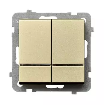 Ospel Sonata Шампанский золотой Выключатель 2-клавишный с подсветкой, без рамки LP-2RS/m/39
