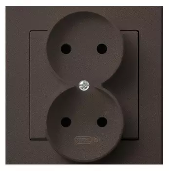 Ospel Sonata Шоколадный металлик Розетка 2-я б/з, с рамкой GP-2R/40