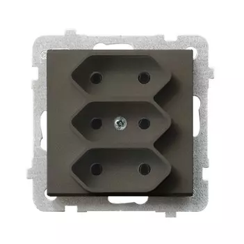 Ospel Sonata Шоколадный металлик Розетка 3-я (в одну коробку) для узких вилок б/з EURO, без рамки GP-3R/m/40