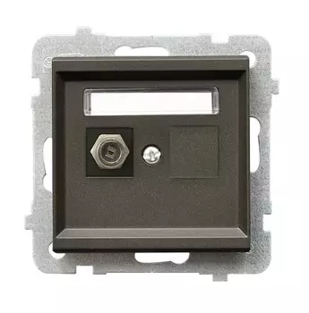 Ospel Sonata Шоколадный металлик Розетка антенная одинарная тип Ф, без рамки GPA-1RF/m/40