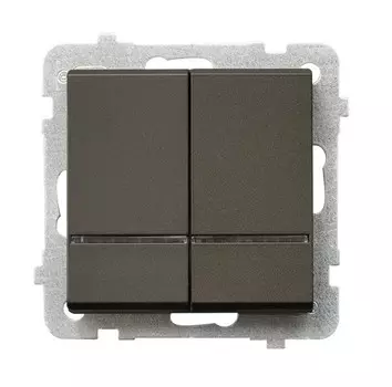 Ospel Sonata Шоколадный металлик Выключатель 2-клавишный с подсветкой, без рамки LP-2RS/m/40