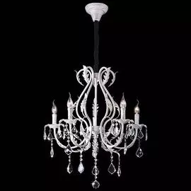 Подвесная люстра Eurosvet 10003/5 белый с золотом/прозрачный хрусталь Strotskis