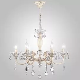 Подвесная люстра Eurosvet 10005/6 белый с золотом/прозрачный хрусталь Strotskis
