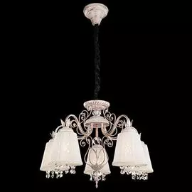 Подвесная люстра Eurosvet 10007/5 белый с золотом/прозрачный хрусталь Strotskis