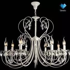 Подвесная люстра Eurosvet 3305/8 белый с золотом/прозрачный хрусталь Strotskis