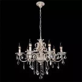 Подвесная люстра Eurosvet 3641/7 белый с золотом/прозрачный хрусталь Strotskis