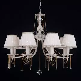 Подвесная люстра Eurosvet 3645/8 белый с золотом/прозрачный хрусталь Strotskis