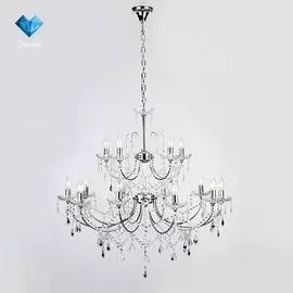 Подвесная люстра Eurosvet 3908/10+5 хром/прозрачный хрусталь Strotskis