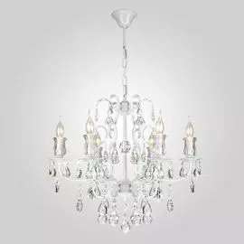 Подвесная люстра Eurosvet Blossom 10077/6 глянцевый белый/прозрачный хрусталь Strotskis