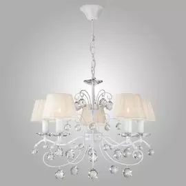 Подвесная люстра Eurosvet Эстель 10058/5 белый с золотом/прозрачный хрусталь Strotskis