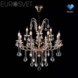 Подвесная люстра Frances 10047/12 золото/прозрачный хрусталь Strotskis Eurosvet