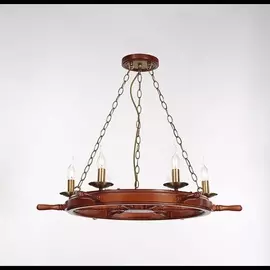 Подвесная люстра Luxury Wood 10439/6C BRASS, RED Natali Kovaltseva