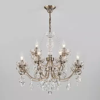Подвесная люстра Teodore 10103/12 античная бронза/прозрачный хрусталь Strotskis Eurosvet