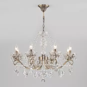 Подвесная люстра Teodore 10103/8 античная бронза/прозрачный хрусталь Strotskis Eurosvet