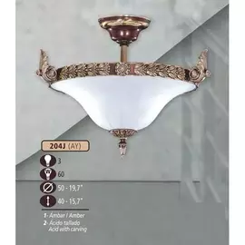 Потолочная люстра 204J 204J/3 AY AMBER/ACID WITH CARVING Riperlamp