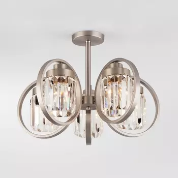 Потолочная люстра Loraine 10095/5 сатин-никель/прозрачный хрусталь Strotskis Eurosvet