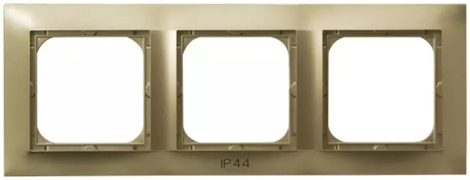 RH-3Y/28 Рамка Ospel Impresja Золотой металлик 3-постовая для выключателя IP-44