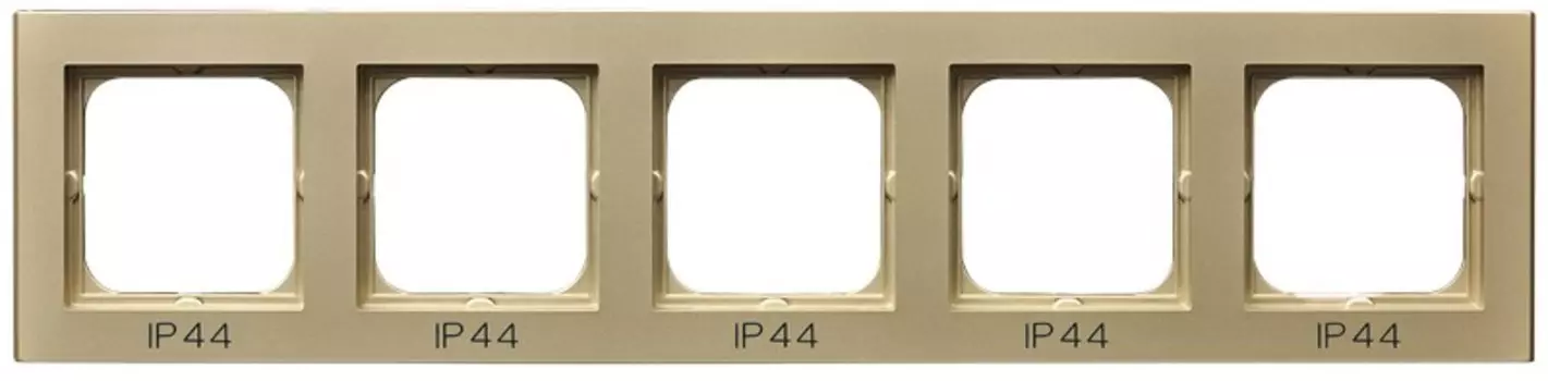 RH-5R/39 Рамка Ospel Sonata Шампанский золотой 5-постовая для выключателя IP-44