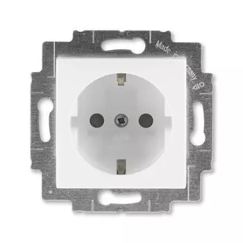 Розетка ABB Levit с заземлением со шторками 16А белый / ледяной 5520H-A03457 01W 2CHH203457A6001