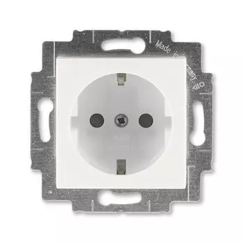 Розетка ABB Levit с заземлением со шторками 16А жемчуг / ледяной 5520H-A03457 68W 2CHH203457A6068