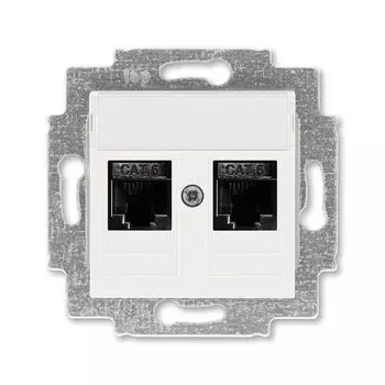 Розетка телефонная ABB Levit двойная 2хRJ45 категория 6 жемчуг 5014H-A61018 68W 2CHH296118A6068