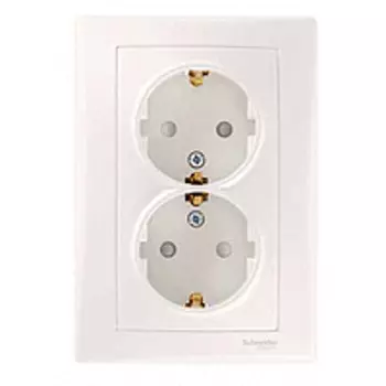 SDN3000647 Розетка двойная c з\к, без шт, бежевый Schneider Electric