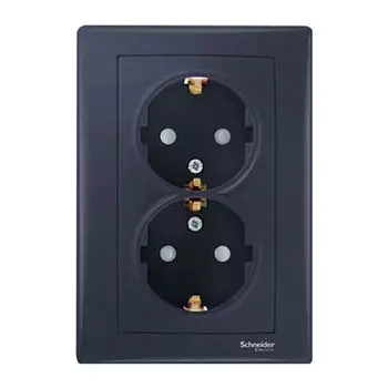 SDN3000670 SEDNA РОЗЕТКА двойная, с зазем. конт., без защит. шторок, 16А, 250В, графИТ Schneider Electric