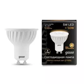 Софитная светодиодная лампа Gauss MR16 GU10 5W 2700K 101506105
