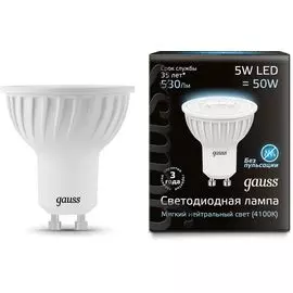 Софитная светодиодная лампа Gauss MR16 GU10 5W 4100K 101506205