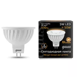 Софитная светодиодная лампа Gauss MR16 GU5.3 5W 2700K 101505105