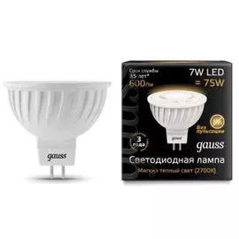 Софитная светодиодная лампа Gauss MR16 GU5.3 7W 2700K 101505107