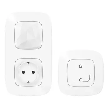Стартовый пакет. Шлюз WiFi + умная розетка 2К+З 16А 230В + главный беспроводной выключатель "Я дома/Я вне дома". Цвет Белый Legrand Valena Allure with NETATMO 752596