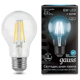 Светодиодная лампа Gauss Filament A60 E27 6W 4100K 102802206