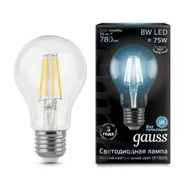 Светодиодная лампа Gauss Filament A60 E27 8W 4100K 102802208