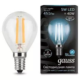 Светодиодная лампа Gauss Filament Globe E14 5W 4100K 105801205
