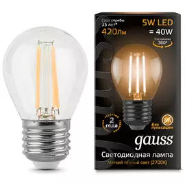 Светодиодная лампа Gauss Filament Globe E27 5W 2700K 105802105